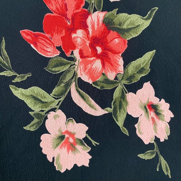 Vintage 90's JM Collection Black Pink Red Floral Midi Dress Sleeveless - Picture 3 of 7